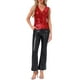 thumbnail image 2 of Allegra K Top Metálico Envoltura para Fiesta de Mujeres Sin Mangas Cuello en V Ligero Camiseta Fruncida XS Rojo, 2 of 5