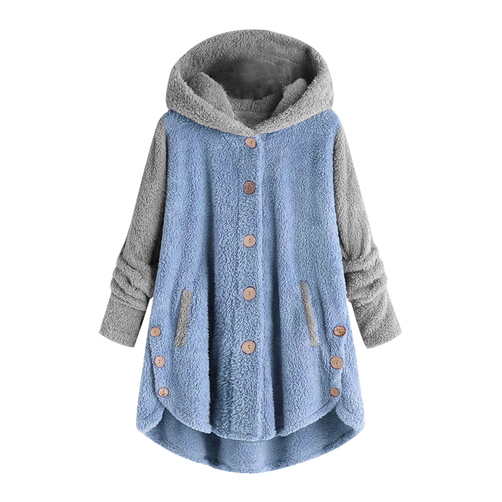 BONIXOOM Christmas Pajamas For Women Thanksgiving Pajamas Sleepwear Button Long Sleeve Sleep Tops Solid Light Blue L
