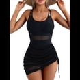 thumbnail image 3 of Traje de Baño de una Pieza para Mujer, con Control de Abdomen, Adelgazante, Pareo Transparente, Negro, Talla XXL, 3 of 9