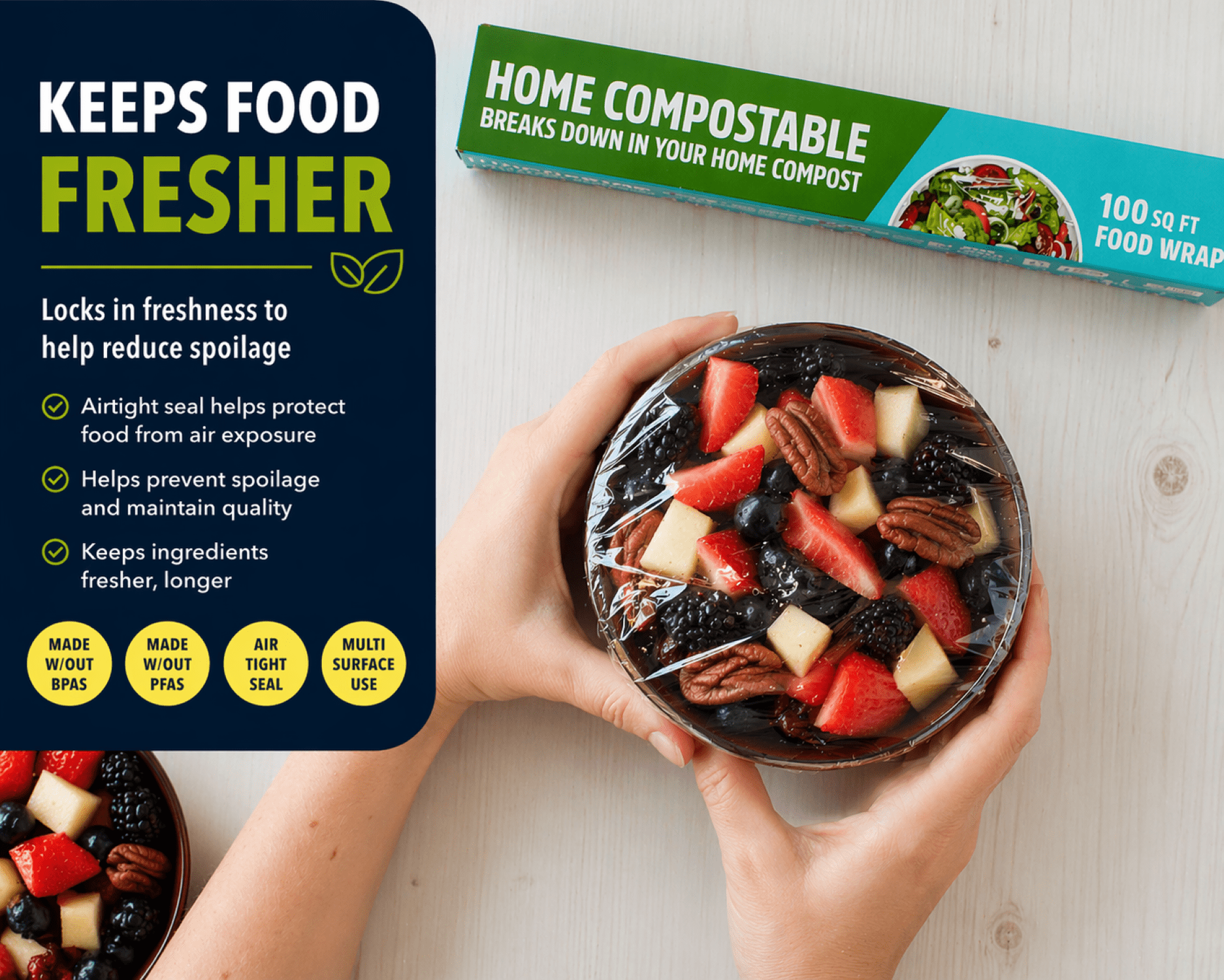Lunchskins Compostable Clear Cling Food Wrap, 100 sq ft
