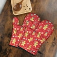 thumbnail image 5 of Cute Oven Mitts,Red Christmas Gingerbread Man Pattern Oven Mitt 2-Pack Set,Kitchen Gloves for Oven,Heat Resistant Oven Mitts 7.7"x12", 5 of 7