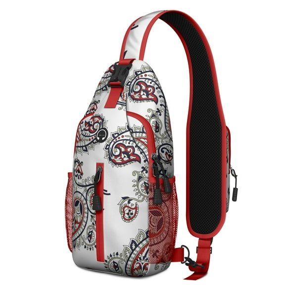 Paisley Bohemian Crossbody Bag – Vintage Ethnic Floral Pattern – Colorful Retro Abstract Design – Decorative Exotic Chic Artistic Style – Adjustable & Spacious