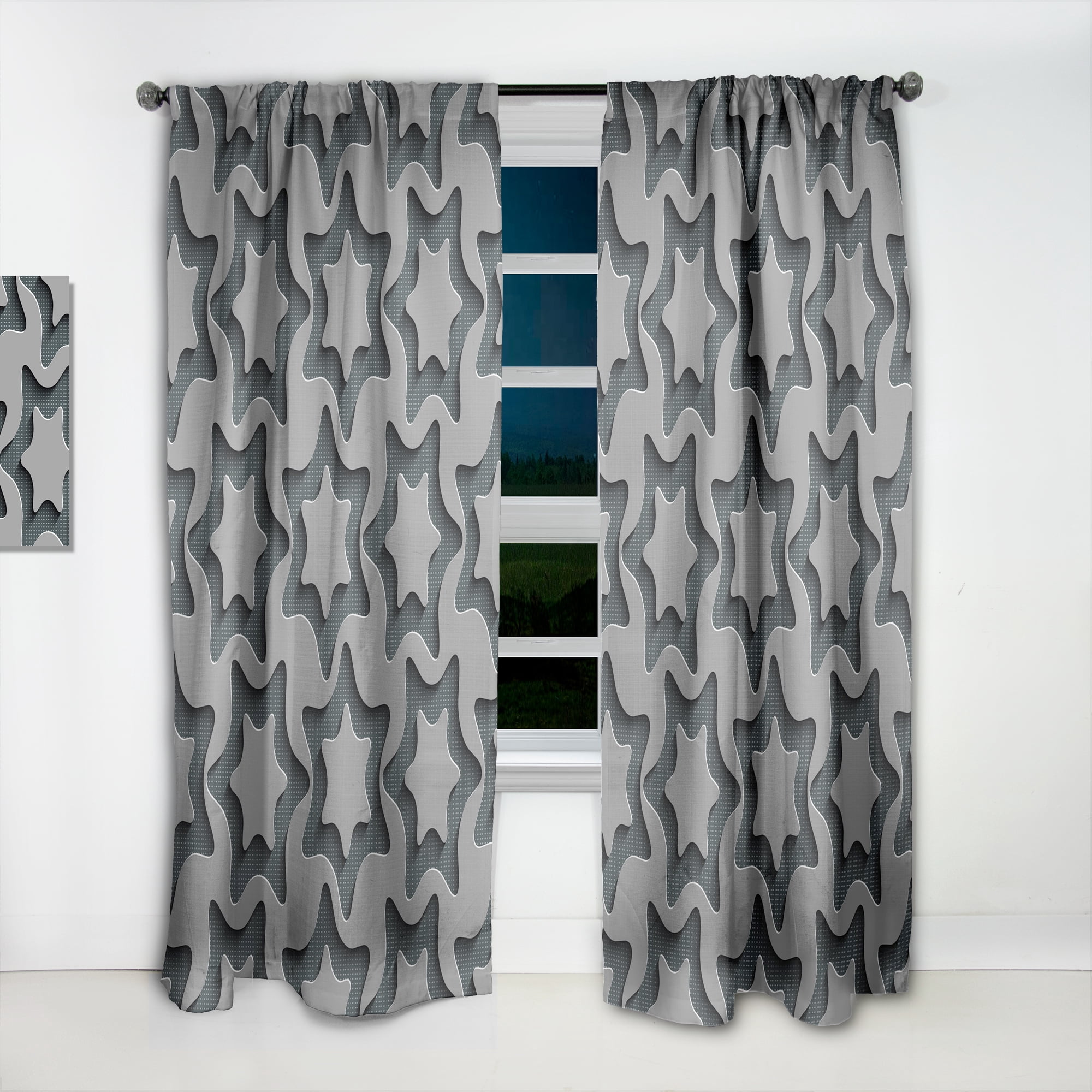 Designart 'Abstract Starshaped Technology' Modern & Contemporary Curtain Panel