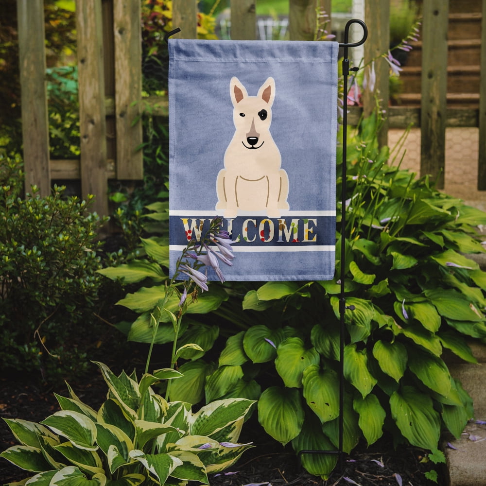 Caroline's Treasures BB5719GF Bull Terrier White Welcome Flag Garden Size , Small, multicolor
