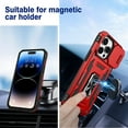 thumbnail image 5 of Case for 14 Pro Max Case with Kickstand, Slide Camera Cover & 360°Magnetic Ring Kickstand Military Grade Shockproof Heavy Duty Protective Armor Case for iPhone 14 Pro Max 5G 6.7 Inch 2022 - Red, 5 of 17