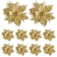 thumbnail image 1 of Flor de Pascua artificial con purpurina de 5,51 pulgadas, 10 Uds., para decoración de árbol de Navidad (dorado), 1 of 2
