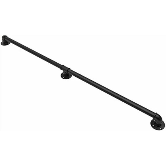 Wall Mounted Steps Handrail, 5 Ft Industrial Staircase Handrail Black Galvanized Industrial Iron Hand Rail for Indoor & Outdoor Wall Mount Support$$Tools & Hardware Other