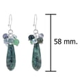 thumbnail image 3 of Unique Clustered Green Ruby in Zoisite Teardrops Sterling Silver Dangle Earrings, 3 of 4