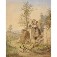 thumbnail image 2 of Adrian Ludwig Richter 20x24 Gold Ornate Framed and Double Matted Museum Art Print Titled - Spring Has Arrived (1870), 2 of 4