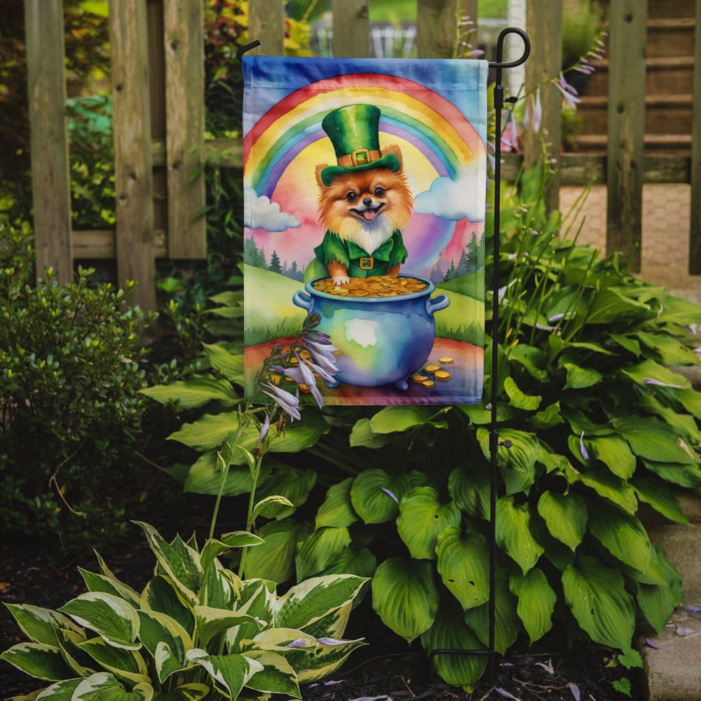 Pomeranian St Patrick's Day Garden Flag 11.25 in x 15.5 in