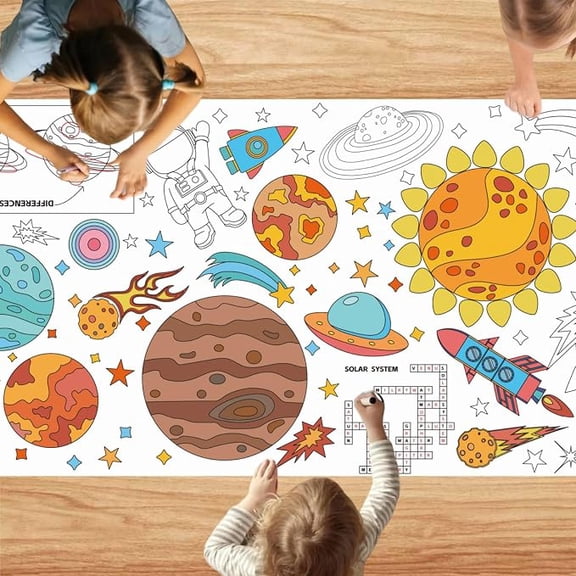 Outer Space Coloring Tablecloth for Kids