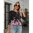 thumbnail image 4 of Camiseta Zeagoo para mujer, manga 3/4, cuello redondo, talla XXXL, holgada, 4 of 5