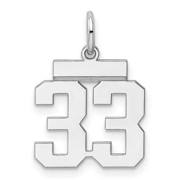 FB Jewels Sterling Silver Rhodium-plated Small Polished Number 33 Charm