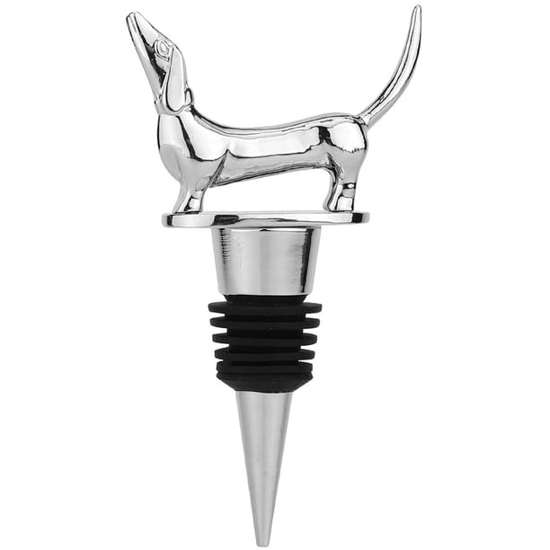 Tapón de botella de vino con forma de perro salchicha para champán, cava, prosecco y bebidas espumosas. Un regalo divertido.