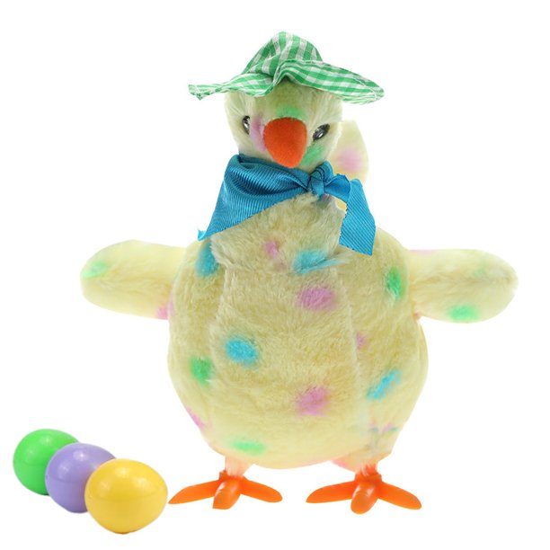 FLhrweasw Peluche Bailando Cantando Ponedor Gallina Juguete Pascua Antiestrés para (amarillo)