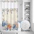 thumbnail image 2 of No Hook Shower Curtain, Orange Blue Starfish Coastal Shower Curtains for Bathroom with See Through Top Window, Summer Beach Eucalyptus Rustic Waterproof & Washable Bath Curtain Narrow 54"x78", 2 of 9