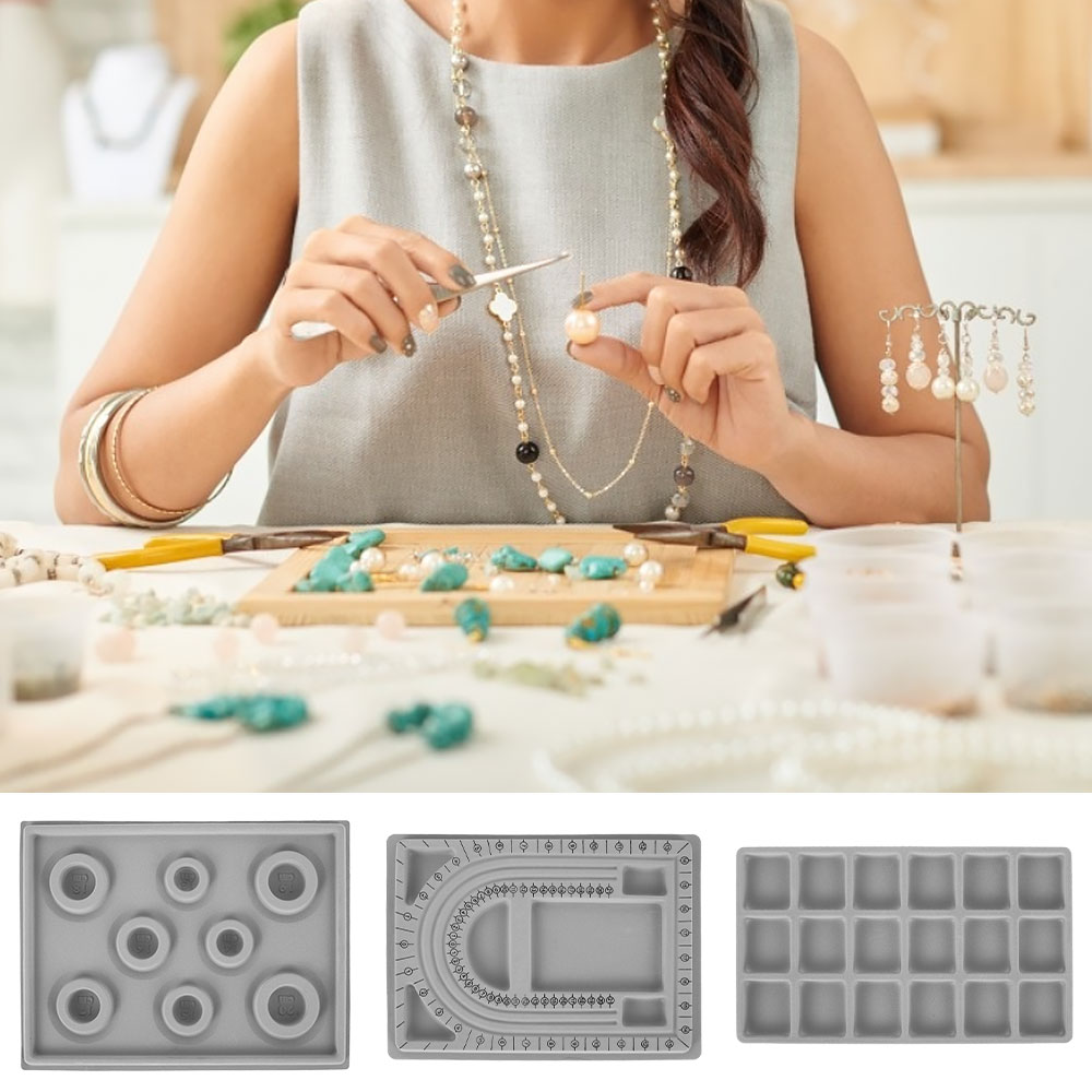 Plateau à Perles DIY - 2 Planches De Conception Pour Colliers Et Bracelets - Accessoire Fabrication Bijoux, Tissage De Perles