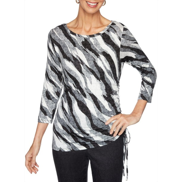 Ruby Road Favorites Ruby Road Favorites Petite Zebra Print Ruched Top
