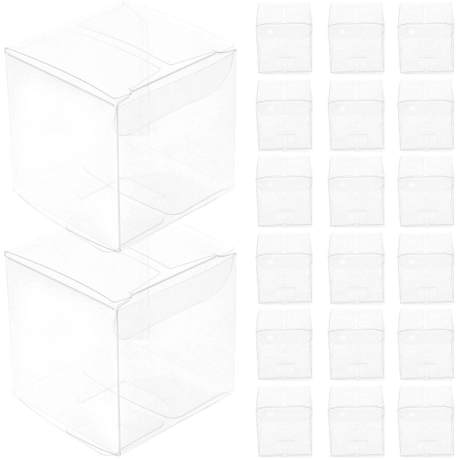 25pcs Square Cube Candy Boxes Empty Sweets Boxes Transparent Packaging