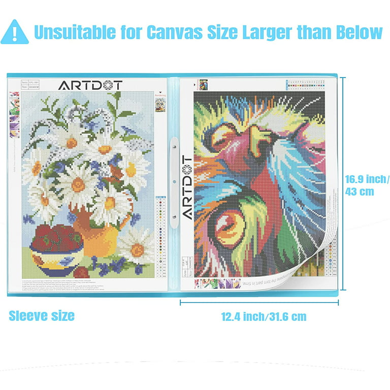 A3 Diamond Art Painting Storage Book, Diamond Art Portfolio Folder with 30  Pags Clear Pocket Slevees Protectors, A3 Storage Book with Handle,Large