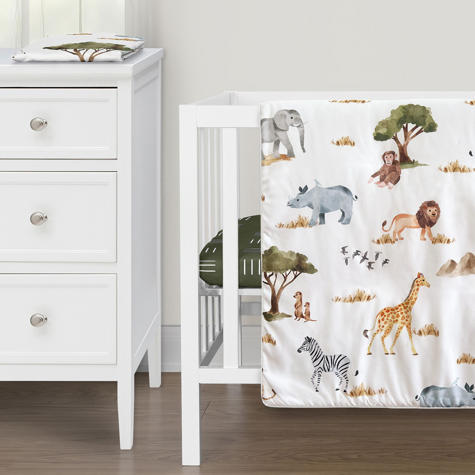 Sweet Jojo Designs Jungle Multicolor 3 Piece Mini Crib Bedding Set