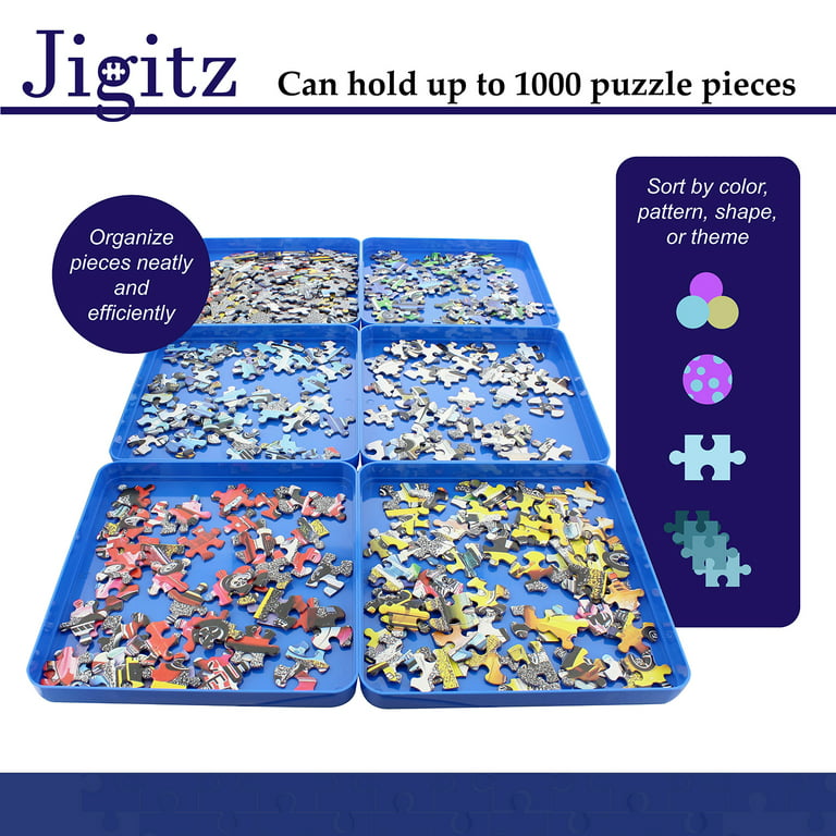 Jigitz Jigsaw Puzzle Sorter Trays - Set of 7 Nested Puzzle Tray Organizer  Boxes for Large Puzzles 1500 Piece Capacity