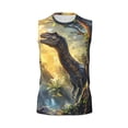 thumbnail image 4 of Yiaed Sunshine Jungle Dinosaur Print Men's Singlet Vests Summer Running Muscle Tank Tops Gym Undershirt Round Neck Sleeveless for man, 4 of 5