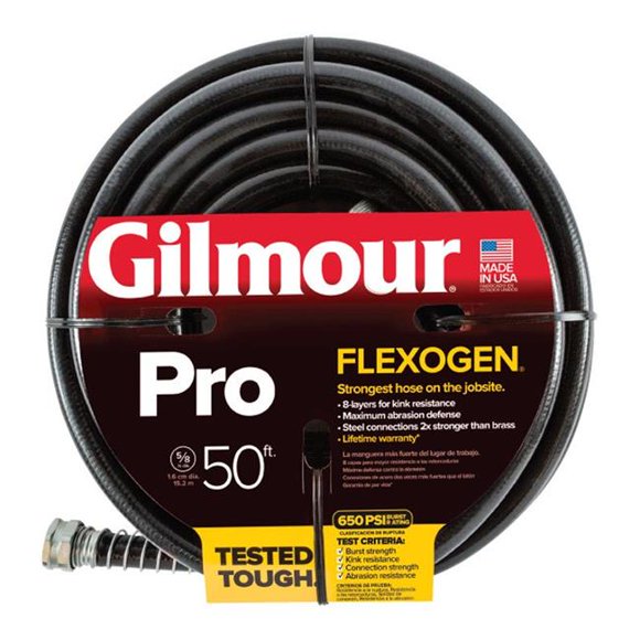Gilmour Flexogen 0.625” x 50’ All Purpose Black Garden Hose