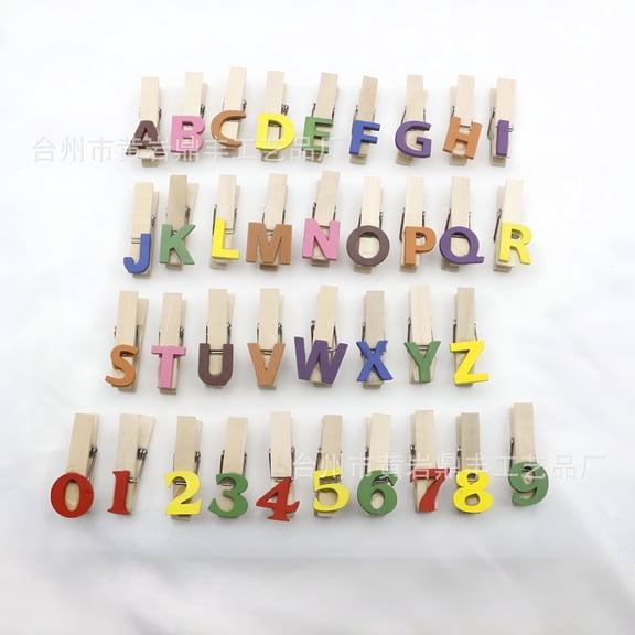 ACDANC 35pcs Mini Wooden Clothespins Numbered and Letter Clips Hanging Photos Clamp Notes Cards Holders for Home Office Classroom Use