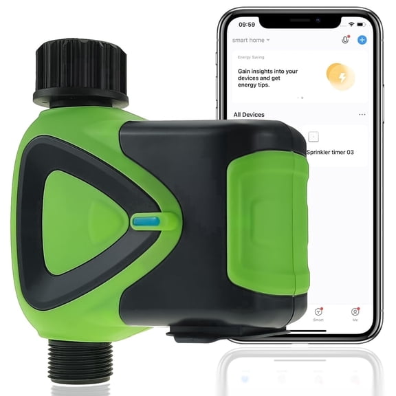GreenVation WiFi Smart Hose Timer, Automatic Watering System for Garden & Yard, 2.4GHz App-Controlled Sprinkler Timer, 1-Pack