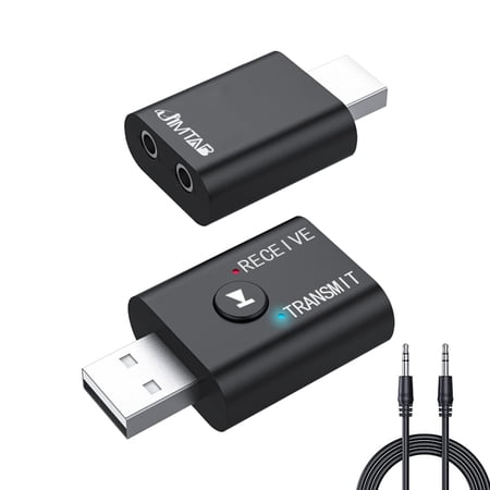SUCS USB Bluetooth Adapter Bluetooth 5.0 Transmitter Receiver 2 in 1 Wireless Bluetooth Converter Built-in 2 3.5mm Audio Bluetooth for TV Home Stereo