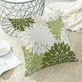 thumbnail image 4 of Sage Green White Summer Outdoor Pillow Covers 18x18 Inch Set of 2 Olive Green Dahlia Floral Decor Throw Pillows Modern Geometry Flower Decorative Cushion Cases for Sofa Couch Bed Decorations, 4 of 6