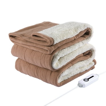SUNNY HEAT Electric Heated Blanket 50'' x 60'', Soft and Comfortable Sherpa Electric Blanket, Linen