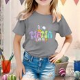 thumbnail image 2 of Baby Girl Summer Clothes Kid Girls Easter Cute Graphic Round Neck Short Sleeve Tee Summer Casual T Shirt Summer Tops Grey 8 Years-9 Years, 2 of 4