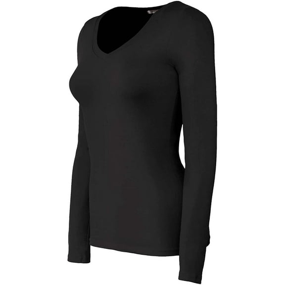 Bozzolo Women's Basic V-Neck Warm Soft Stretchy Long Sleeves T Shirt
