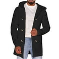 thumbnail image 2 of EOYWHK Mens Jacket Lapel Hooded Pocket Double Breasted Casual Trench Coat Cardigan Coat For Men Cardigan Coat Fall Winter Clearance, 2 of 7