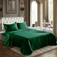 thumbnail image 1 of Cozylux Sábanas De Satén Tamaño King – Juego De Sábanas De 4 Piezas Verde Oscuro Con Microfibra Sedosa, 1 Sábana Bajera Ajustable Con Bolsillo Profundo, 1 Sábana Plana Y 2 Fundas De Almohada, Suaves Y, 1 of 1