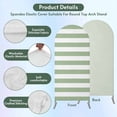 thumbnail image 3 of Sage Green Striped Arch Backdrop Cover, Spandex Fitted Wedding Arch Cover, Farmhouse Sage Green Stripes Round Top Stand Covers for Birthday Ceremony Bridal Shower Party Decor 4x1.65 Ft, 3 of 9