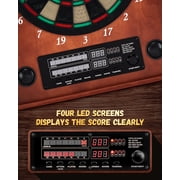 Yirinatek Electronic Dart Board, Decorative Dart Board Cabinet Set for Adults [12*Bronze Soft Tip Darts] [Cricket Game Mode]- Wooden Electric Dartboard Cabinet for Family Game Rooms [Apricot]