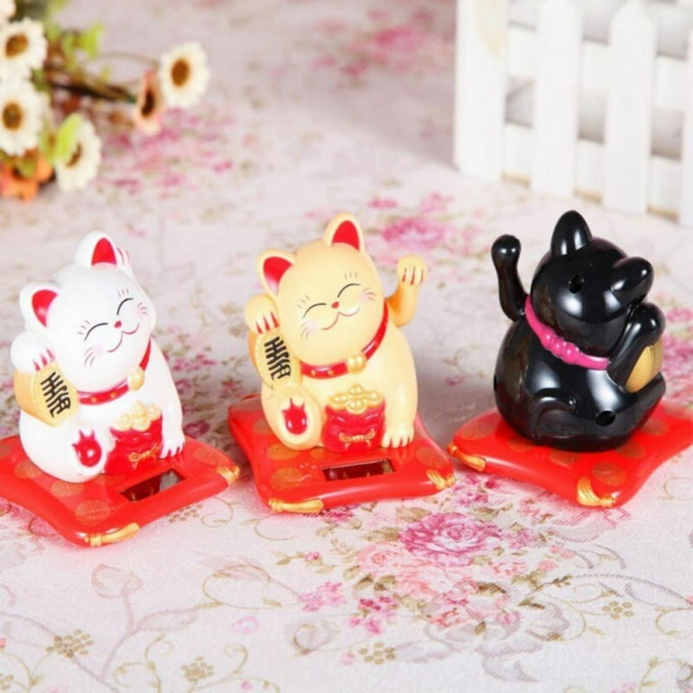 Big Save!]Solar Powered Waving Cat, Mini Japanese Maneki Neko