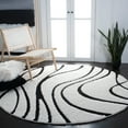 thumbnail image 2 of SAFAVIEH Florida Tamzen Abstract Shag Area Rug, Ivory/Black, 10' x 10' Round, 2 of 10