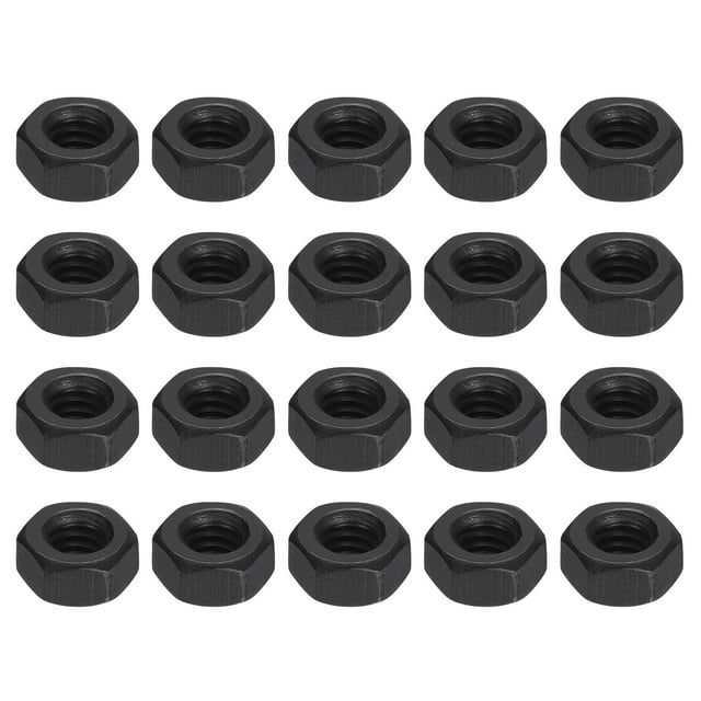 Tuercas hexagonales Uxcell 1/4-20, tuerca hexagonal de acero al carbono grado 8.8 con óxido negro para tornillo, paquete de 20