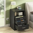 thumbnail image 2 of Black Nightstand Set of 2, 3 Drawer Nightstand with Charging Station Side Table with Open Storage Bedside End Table NightStands Storage Cabinet for Bedroom, 2 of 9