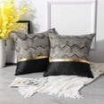 thumbnail image 5 of Juego de 2 fundas de cojín para cama, sofá, decoración de coche, cuero dorado minimalista moderno de lujo con costuras onduladas y rayas JFHHH pequeña, 5 of 5