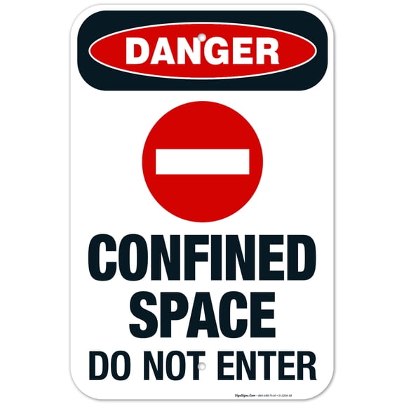 Confined Space Do Not Enter Sign, OSHA Danger Sign, 12x18 Aluminum