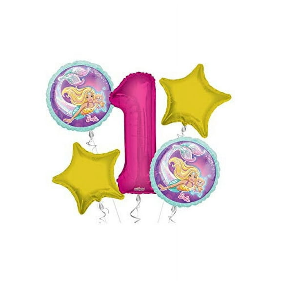 Mermaid Happy Birthday Balloon Bouquet 5 pc, 1st Birthday, | Viva Party Balloon Collection