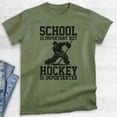 thumbnail image 2 of School Is Important Hockey Is Importanter T-shirt, Unisex Men's Shirt Ice Hockey Parent Sports Canada, Heather Military Green, Medium, 2 of 6