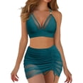 thumbnail image 2 of Women's Bikini Set Mesh Tie Back Two Piece Fashion Sexy Swimsuit with Removable Bra Pads No Underwire for Beach Vacation,Dark Green,XL, 2 of 6