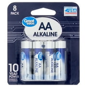 Great Value Alkaline AA Batteries, 8 Count
