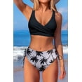thumbnail image 3 of HSHDLDF High Waisted Bikini Twist Front Tie Back 2 Piece Swimsuit Solid Color, 3 of 6
